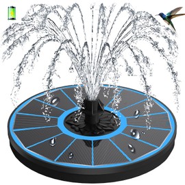 GAIZERL 3.5W Solar Fountain with Battery - Work On Cloudy Days - Upgrade Glass Panel Solar Bird Bath Fountain, Hummingbird Water Feature Pump with 7 Nozzles, 4 Fixed Pipes for Garden, Pool, Pond