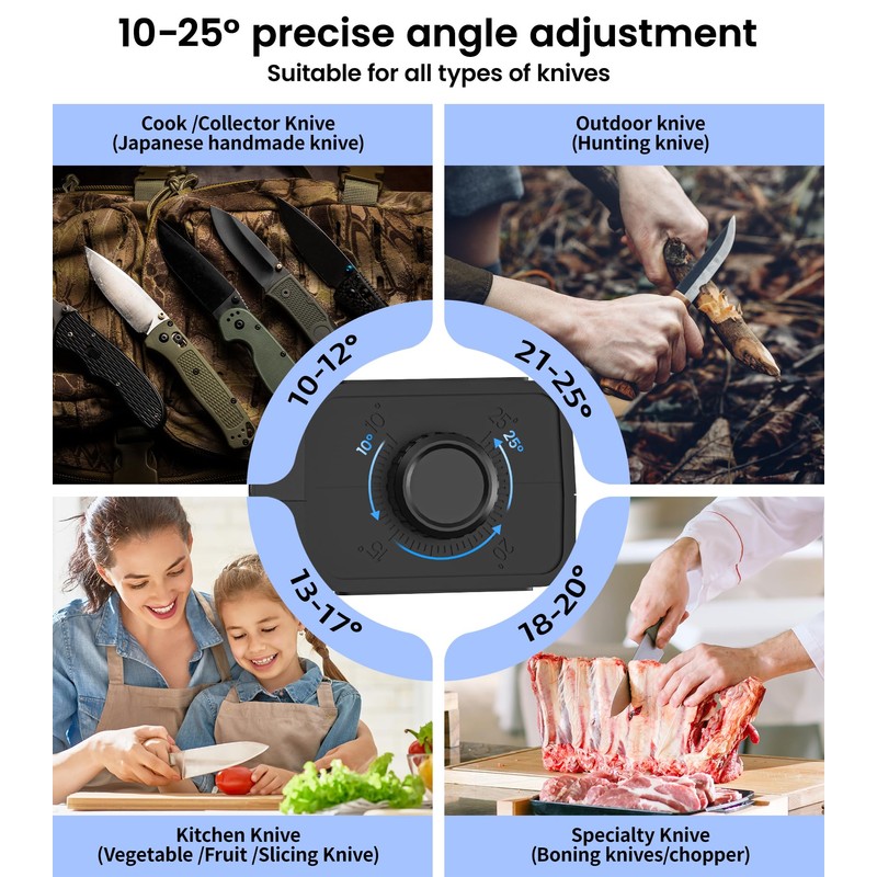 Upgraded Roller Knife Sharpener Kit | Electric Knife Sharpener with