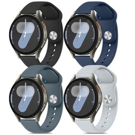 4PACK Correas compatibles con Galaxy Watch 7 Band 40mm 44mm, Galaxy Watch FE Band 40mm, 20mm de silicona suave correa de repuesto deportiva para Galaxy Watch 7/6/5/4 Correas (4PackF)
