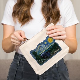 Lantern Press Virginia, Starry Night, Bear and Cub, 100% Cotton Zipper Pouch, Travel Accessory, Go Bag