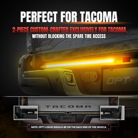 OPT7 Redline Parlux Triple Row LED Tailgate Light Bar for Tacoma w/Sequential Amber Turn Signal - Weatherproof Rigid Aluminum Light Bars Compatible with Tacoma Truck 2nd/3rd Gen. 2005-2023