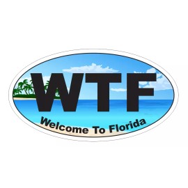 Winter Park Products WTF Welcome to Florida Oval Bumper Sticker or Helmet Sticker Beach D7168 - 1 Oval $2.45