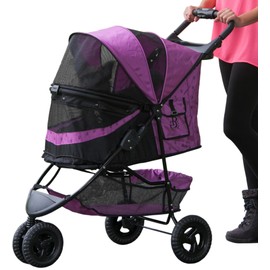 Pet Gear No-Zip Special Edition 3 Wheel Pet Stroller for Cats/Dogs, Zipperless Entry, Easy One-Hand Fold, Removable Liner, Cup Holder, Magenta