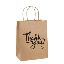 BagDream Brown Gift Bags 8x4.25x10.5 25Pcs Thank You Paper Gift Bags with Handles for Shopping, Wedding Birthday Party Favor, Retail, Merchandise, Business, Recycled Kraft Medium Paper Sacks
