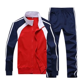 Sun Lorence Men's Athletic Running Tracksuit Set Casual Full Zip Jogging Sweat Suit Red L