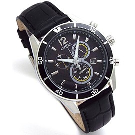 Citizen Eco-Drive Chronograph CITIZEN Solar Chrono Genuine Leather Belt with Replacement Belt, Black Base, Domestic Part Number: VO10-6742F BK