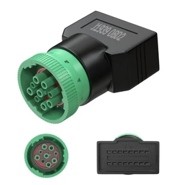 J1939 9 pin to OBD2 Adapter,9pin J1939 Male to OBD2 16pin Female Adapter,J1939 to J1962 9pin to16pin Adapter Work for Heavy Duty Trucks and Commercial Vehicles (9Pin to 16Pin)