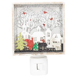 Festive Sparkle Red Green Papercut Wall 5.5 Inch Acrylic Swivel Plug-in Bubble Night Light