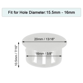 Suiwotin 30PCS 16mm (5/8") White Plastic Flush Type Hole Plugs, Snap in Locking Hole Tube, Furniture Fencing Post Pipe Insert End Caps