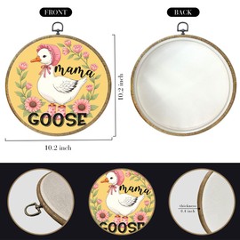 Cute Bow Mama Gifts Mom Birthday Gifts Goose Decor Goose Party Decorations Framed Round Wall Decor Canvas Wall Art Hanging Prints Artwork for Home Girls Women Men Boys Room 10.2X10.2 Inch