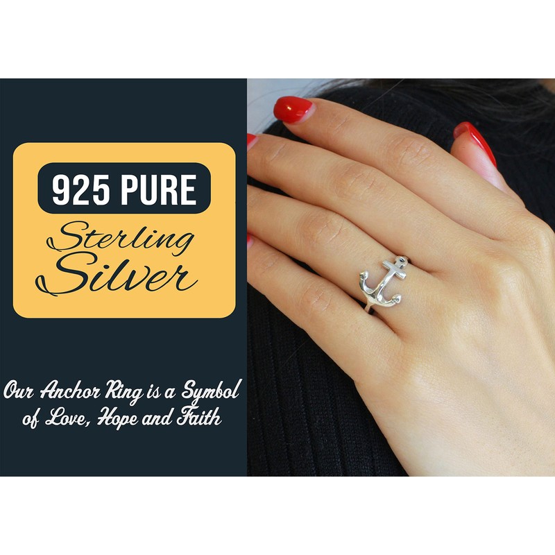 CloseoutWarehouse 925 Sterling Silver Anchor Ring Size 7