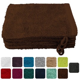 Lanudo® Pure Line Wash Cloth, Set of 4, Pure Terry Cotton, 21 x 15 cm, Brown