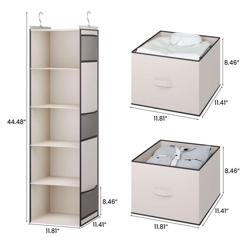YOUDENOVA Hanging Closet Organizer, 5 Tier Hanging Closet Shelves with
