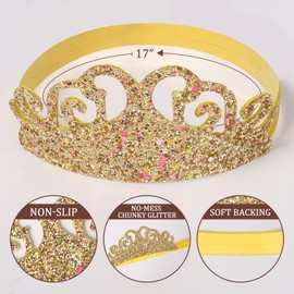 4 Pcs Glitter Tiara Headbands for Girls Elastic Princess Crown Hair Bands Stretch Sparkly Hair Bands for Toddler Girl Children