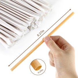 Potchen 200 Pcs Individually Wrapped Sugarcane Straws 8" Biodegradable Plastic Free Eco-friendly Compostable Disposable Drinking Straws for Smoothie Drinks Parties Restaurants Home