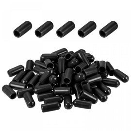 sourcing map 50 Pack 1/4"(6mm) ID Black Screw Thread Protectors Rubber End Caps Bolt Covers for Screw Bolt Furniture Pipe