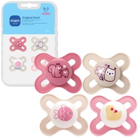 MAM Original Start - Chupetes de bebé mate para 0-3 meses, pezón de silicona sin BPA, fácil de limpiar, ideal para bebés recién nacidos, desarrollado con expertos médicos, 4 unidades de Binkies con