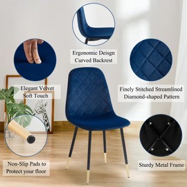 Homedot Armless Dining Chair Set of 4,Modern Living Room Chair High Back Side Chair Armless Space Saving Accent Chair with Durable Metal Legs for Kitchen,Home,Office