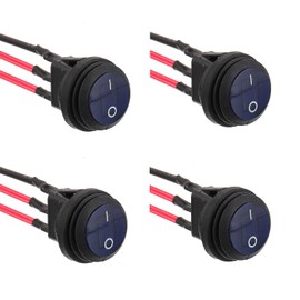 EPLZON Pack of 4 12V 20A Waterproof Round Toggle Switch with Light Rocker Switch 3-Pin SPST Switch with 20cm Pre-Wired for Car, Boat, RV, Truck (Blue)
