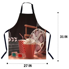 BGBDEIA Retro Film Theme Apron Adjustable Neck Bib Apron for Men Women,Suitable for Kitchen Cooking Waitress Chef Apron
