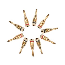 SHINEOFI 5 Pairs Gold Plated Banana Plug Connectors for Speaker Systems Black Red Color Coded for Channel Surround Sound Corrosion for Minimal Signal Loss