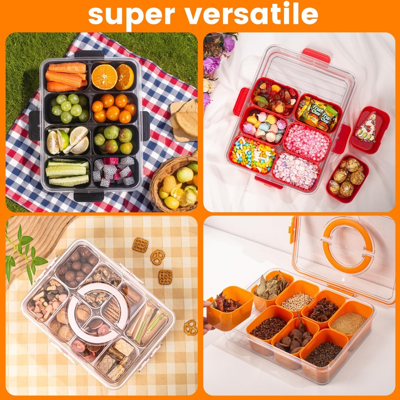 Divided Serving Tray with Lid and Handle - Snackle Box