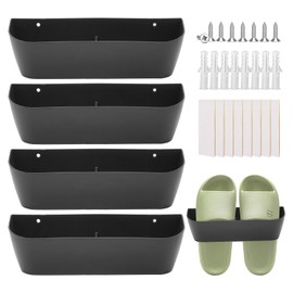 ZHIYUQL® 4 Stück Wand Schuhhalter Wandmontage Schuhregal Schwarz Tür Schuhorganizer für Camping Wohnmobil Badezimmer Wohnzimmer - Selbstklebend oder Schraubmontage