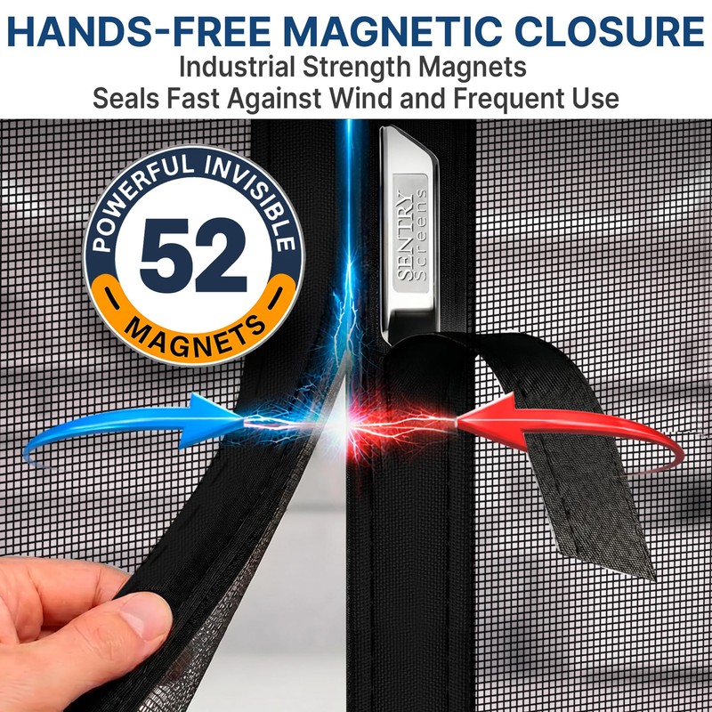 2 Car Garage Door Screen Magnetic Self-Closure- Retractable Fiberglass Mesh