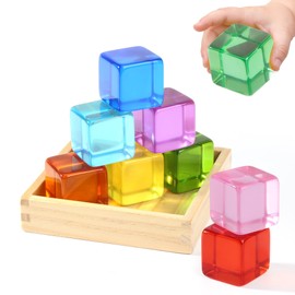 Woodtoe Large Building Blocks for Toddlers, 18 Month Old Toys, Montessori Toys for 1.5 2 3 4 Year Old Boy Girl, Big Rainbow Acrylic Blocks Set, Educational Christmas Toys Sensory Gifts for Kid Age 2-4