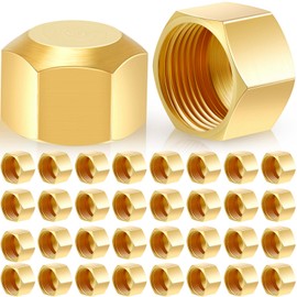 Dunzy 50pc 3/8" Brass Compression Cap Stop Valve for Drain Pipe Fittings, Hose Connector, Garden Water Pipes, Nozzle Joints