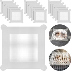 Chengu 50 Pcs 5.7 Inch Disposable Hair Catcher Shower Drain Stickers Square Mesh Shower Drain Catcher Cover Stickers Bathtub Stopper Decals with 5 mm Holes for Bathroom Kitchen Sink Filter Accessories
