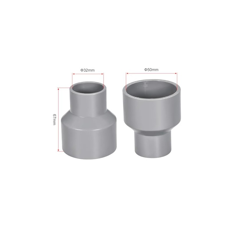 sourcing map PVC Pipe Connector Water Connectors Coupling Grey 50