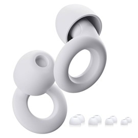 Quiet Noise Reduction Earplugs – Super Soft, Reusable Hearing Protection of Earplugs for Sleeping, Concerts, Work, Flights,swim, 8 Ear Tips in XS, S, M, L (white, 4 sizes)