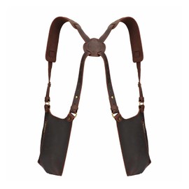 TOURBON Holster Bag Leather Secret Bag Anti-Theft Underarm Wallet Double Shoulder Pouch Adjustable Multifunctional for Climbing Fishing Business Travel