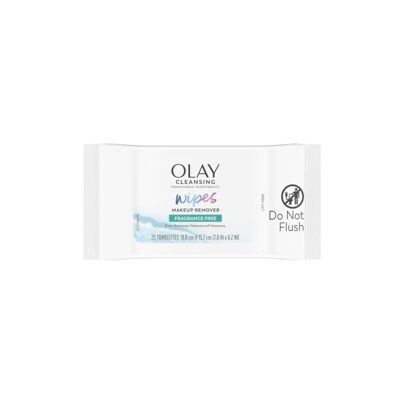 Olay Makeup Remover Wet Cloths, Fragrance Free, 25 Count (Packaging