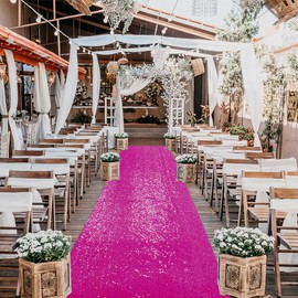 CHHEART Aisle Runner 3FTx15FT Hot Pink Sequin Aisle Runner Decorations for Wedding Ceremony Outdoor Rug Runner Event Party Decoration Wedding Aisle Runner Indoor (Hot Pink, 3FTx15FT)
