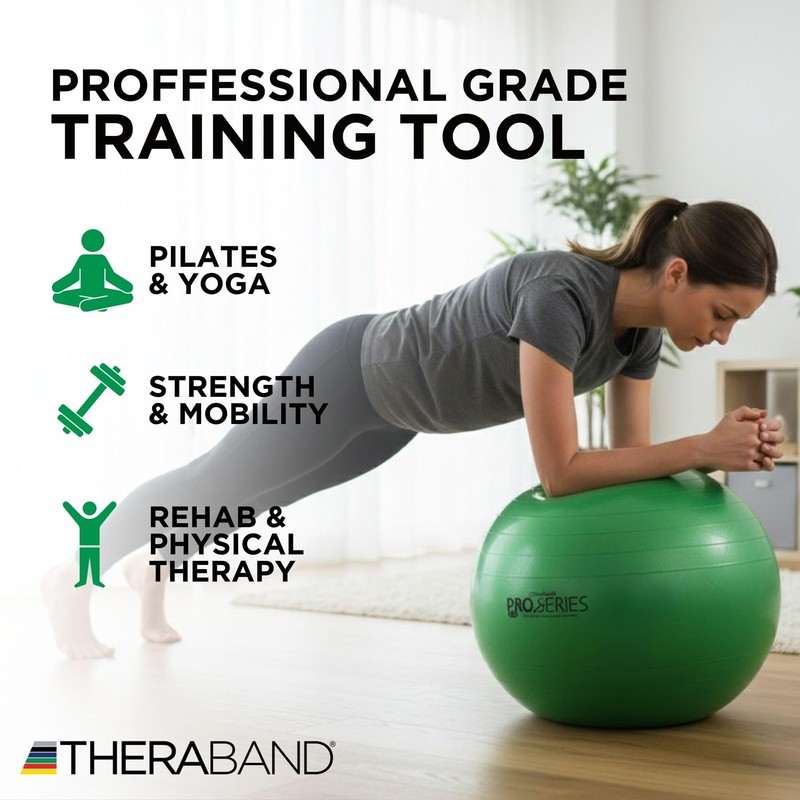 THERABAND Pro Series Exercise Ball, 26" Green Stability Ball for
