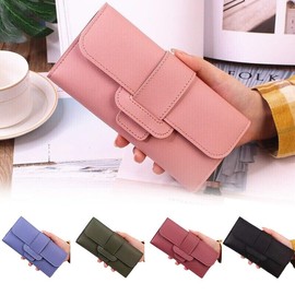 FATASH Women's Designer Leather Wallet | RFID Blocking Long Purse with Phone Pocket | Elegant Card Holder & Coin Pouch | Slim, Stylish Travel Handbag Clutch for Everyday Use - Purple Grey