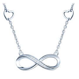 INFINIONLY Fashion Women's Girls Necklaces Bracelets and Earrings Elegant 925 Silver Jewellery Sets with Zirconia Infinity Symbol Heart Necklaces Pendant Bracelet Stud Earrings Silver, Silver, Cubic