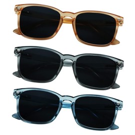 YEIN 3Pack Reading Sunglasses for Men/Women,Fashion Sunglasses for Wear(Champagne+Clear Gray+Clear Blue, 2.00 Magnification)