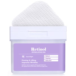 DERMAL Retinol Peptide Lifting Pad - Korean Toner Pad for Anti-Aging & Wrinkles with Bakuchiol - Vegan Pure Cotton Square Pads - High Capacity, 120 Sheets