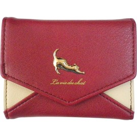 サニーサイド 伸び猫レター折財布 ワイン 10×4×8.5cm