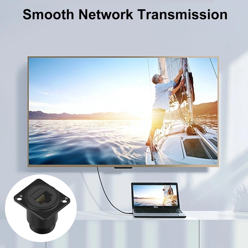 Poyiccot RJ45 Panel Mount Coupler, 1-Pack D-Type RJ45 Pass Though