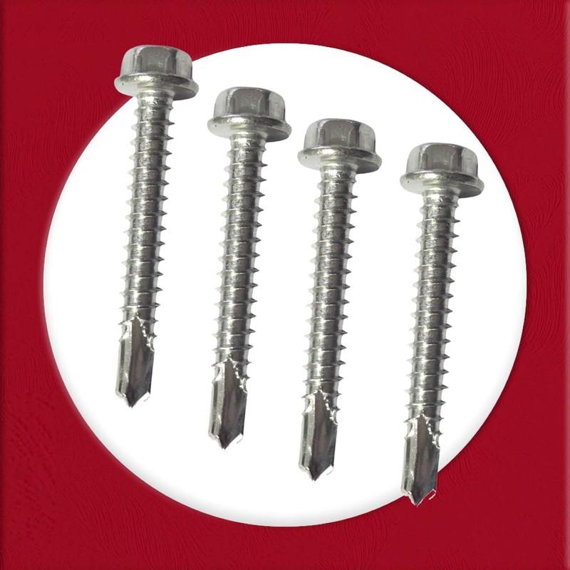 Pack of 20 Self-Drilling Stainless Steel Screws Bolts with Hex