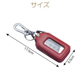 LIANHATA Smart Key Case with Window, PU Leather, Key Case, Zipper, Key Holder, Unisex, red