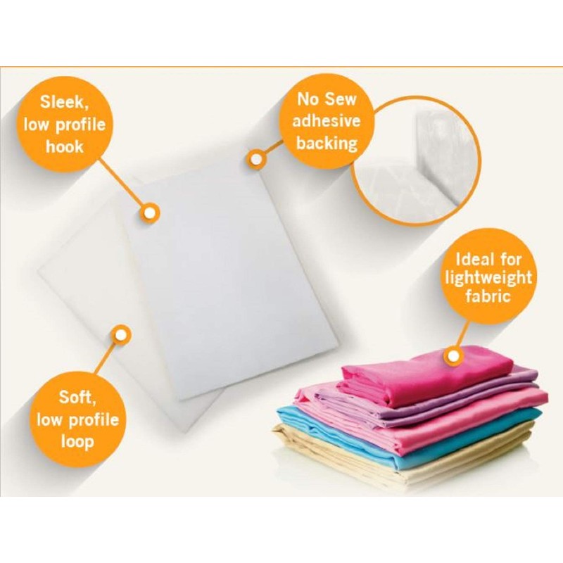 VELCRO Brand Sleek and Thin Stick On Tape for Fabrics