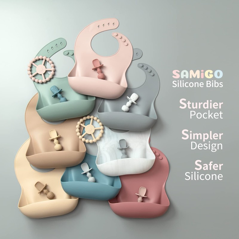 SAMiGO Silicone Baby Feeding Set, Baby Led Weaning Supplies, Suction