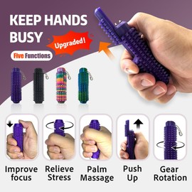 5-in-1 Design,Little ouchies Fidget Toys for Adults ,Infinite Pressing,Spinners,Spiky Grippie Stim,Gear Revolve，Push Card , Sensory for Stress Relief & Focus (Blue-Green Gradient)