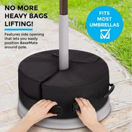 Detachable Patio Umbrella Base Weight Bag, 18" Round with Large Opening and 2 Handle for Offset, Cantilever or Standard Outdoor Patio Umbrella or Flagpole, Heavy Duty, Weather Resistant (Round)