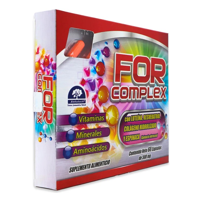 For Complex 60 Caps 500mg C/u Vitamina Minerales Aminoacidos Sabor